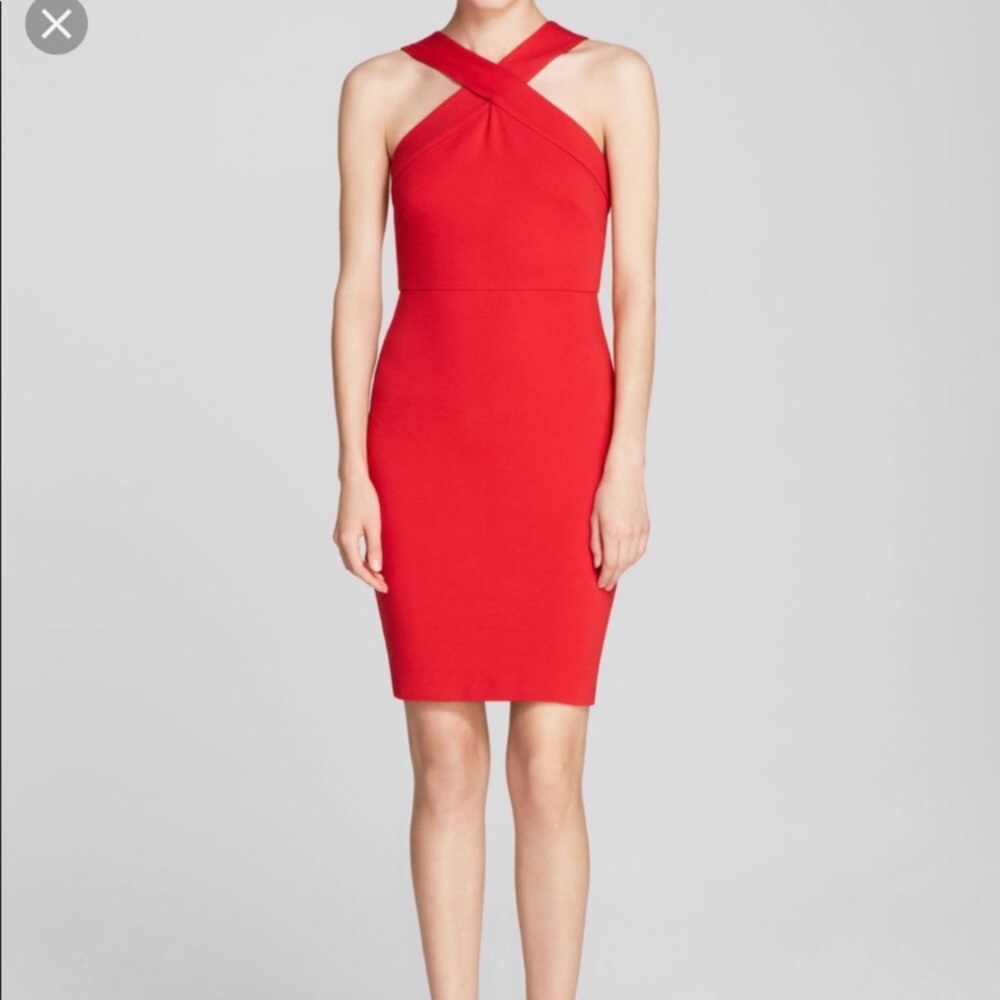 BEC & BRIDGE RED NWT CROSS FRONT WANDERER LINED DRESS SIZE 2 stretchy